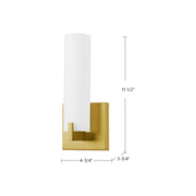 Kuzco Elizabeth 12in 11W LED Wall Sconce | Modern Brushed Nickel and Opal Glass | Hallway & Bedroom Accent | 2 x 11 x 3 in | Model 601484BN-LED