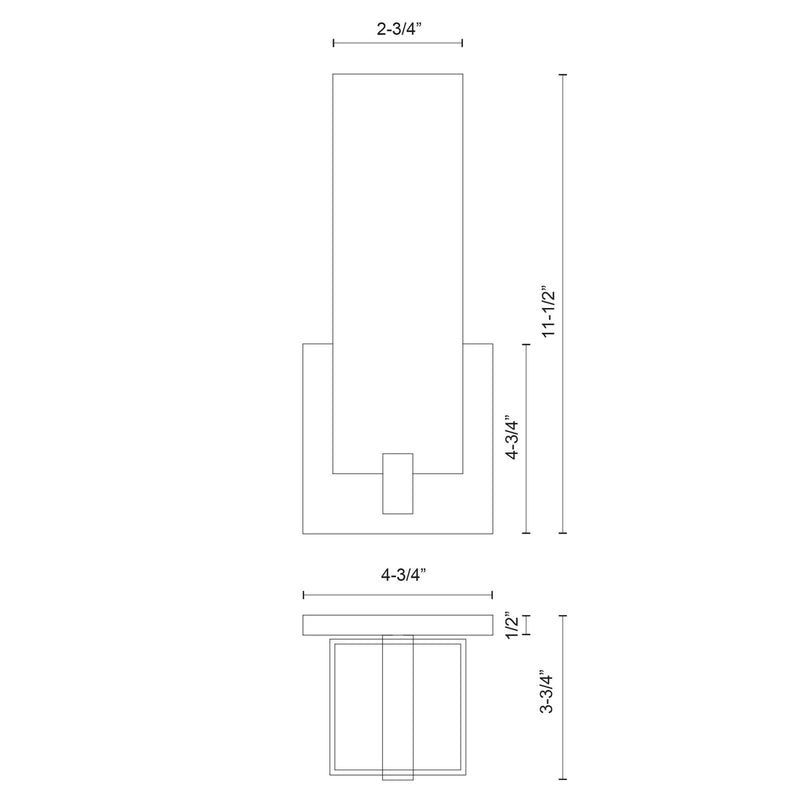 Kuzco Stratford 12in 1-Light LED Wall Sconce | Modern Black and Opal Glass | Bathroom & Hallway Accent | 800lm 3000K 90CRI | Model 601485BK-LED