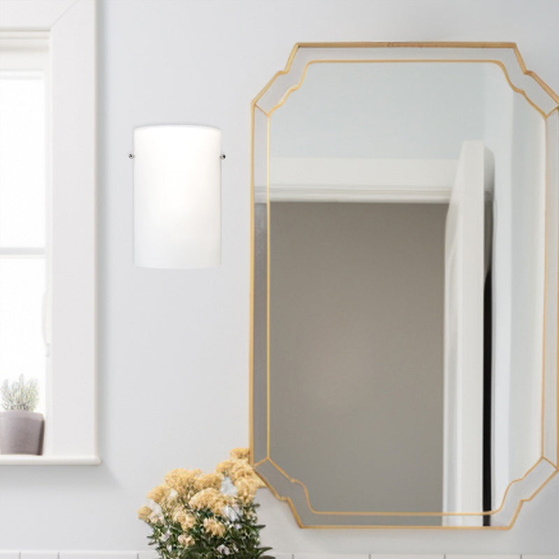 Kuzco Hudson 1-Light 13in Wall Sconce | Opal Glass with Brushed Nickel & Chrome | Hallway & Bedroom Accent | 6 x 9 in | Model 60331