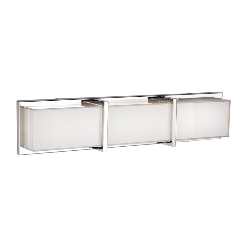 Kuzco Watford 25in 31W LED Vanity Light | Modern Chrome and Frosted Clear Glass | Bathroom Vanity | 25.25 x 5.12 x 3.25 in | Model 701313CH-LED