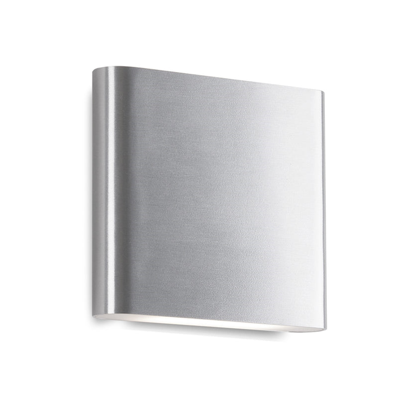 Kuzco Slate 6in 1-Light LED Wall Sconce | Modern Brushed Nickel and Frosted Glass | Covered Patio & Entryway | 6.12 x 5.5 x 1.62 in | Model AT68006-BN