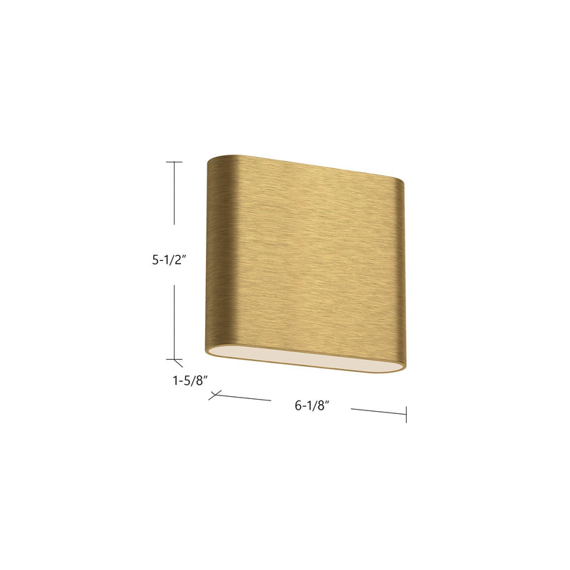Kuzco Slate 6in 1-Light LED Wall Sconce | Modern Brushed Nickel and Frosted Glass | Covered Patio & Entryway | 6.12 x 5.5 x 1.62 in | Model AT68006-BN