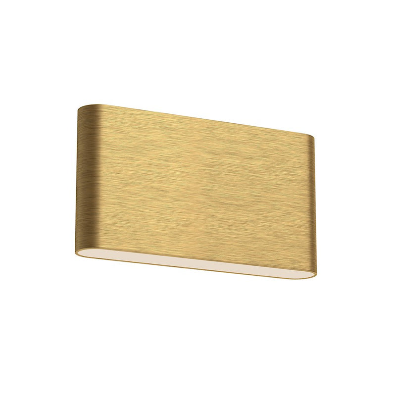 Kuzco Slate 10in LED Wall Sconce | Minimalist Cast Aluminum Brushed Gold with Frosted Glass | Indoor & Covered Patio Accent Light | Model AT68010-BG