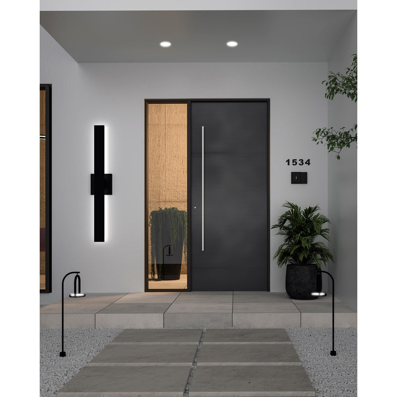 Kuzco Vesta 28in LED Wall Sconce | Modern Black Aluminum and Frosted Glass | Outdoor & Wet Location Wall Light | 3 x 28 in | Model AT7928-BK