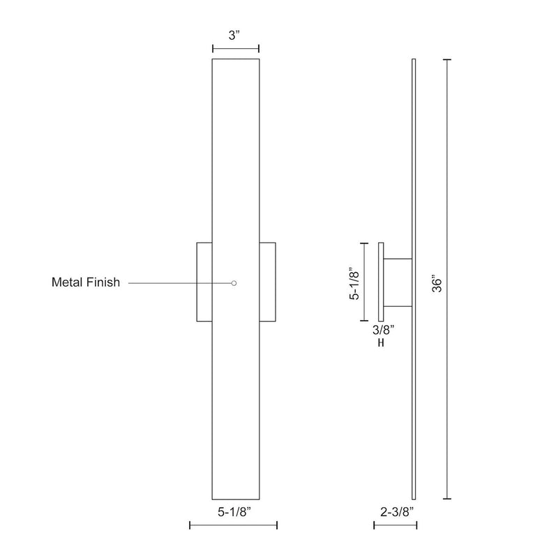 Kuzco Vesta 36in LED Outdoor Wall Sconce | Brushed Nickel and Frosted Glass | Covered Patios & Entryways | 3 x 36 in | Model AT7935-BN