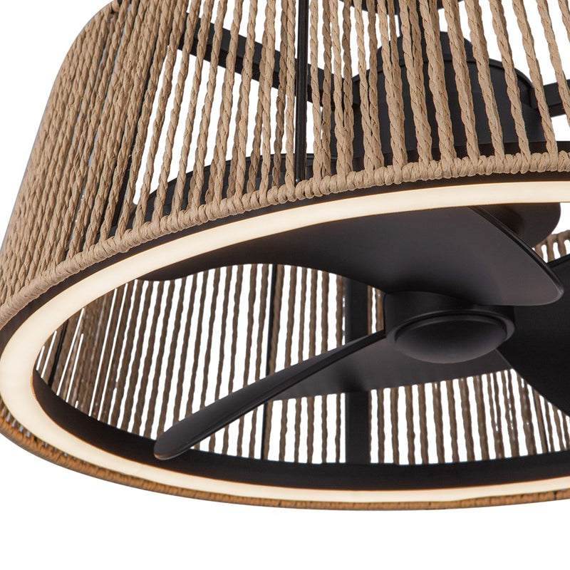 Kuzco Isla 24" LED Ceiling Fan, Black/Braided Rope/Rope