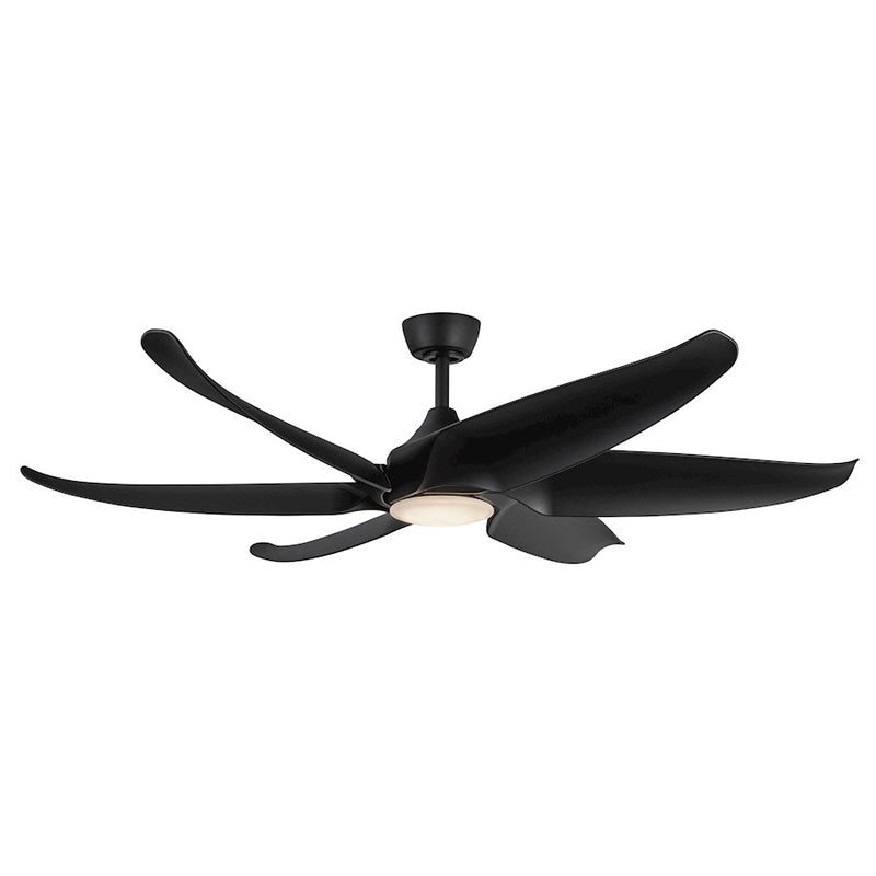 Haus Appeal Montecito 60in 6-Blade LED Ceiling Fan | Modern Matte Black Steel and Frosted Polymeric Lens | Large Living Rooms | Model CF90960-MB