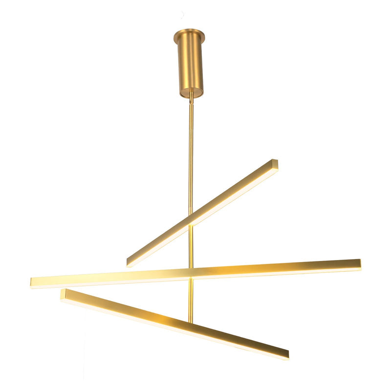 Kuzco Vega 45in LED Linear Chandelier | Modern Brushed Gold Aluminum and White Acrylic Diffuser | Dining Room & Living Room | Model CH10345-BG