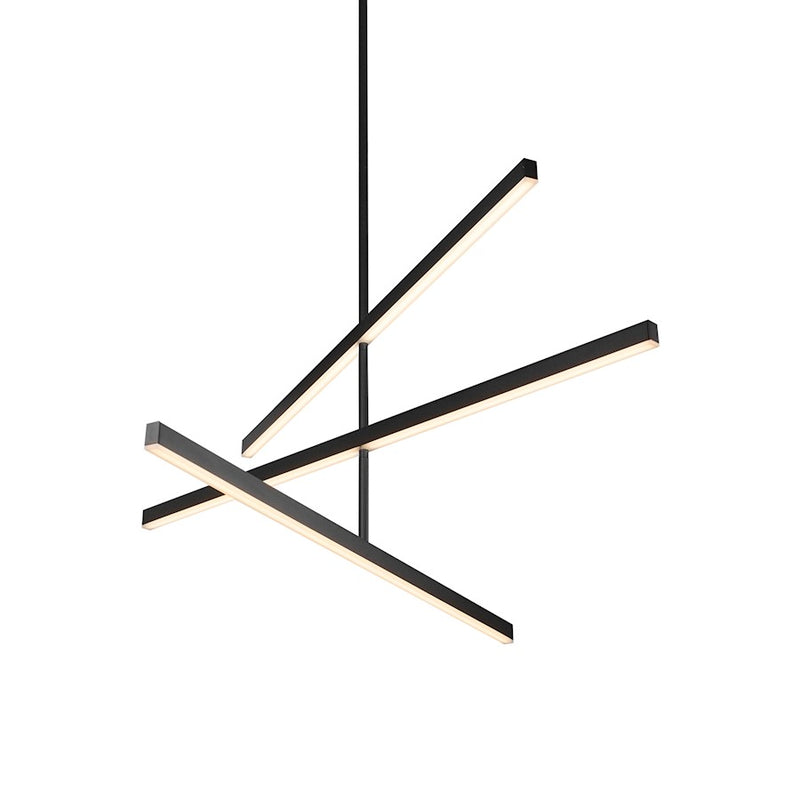 Kuzco Vega 45in LED Chandelier | Black with White Acrylic Diffuser | Living Room & Dining Room | 45 x 0.75 x 16.5 in | Model CH10345-BK