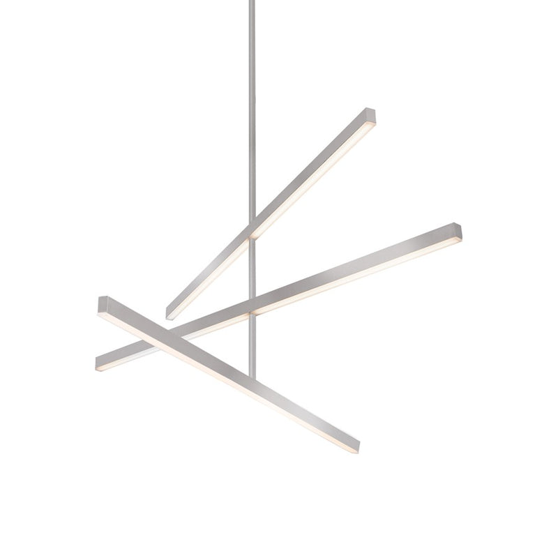 Kuzco Vega 45in 1-Light LED Chandelier | Modern Brushed Nickel Aluminum and White Acrylic Diffuser | Dining Room & Living Room | Model CH10345-BN