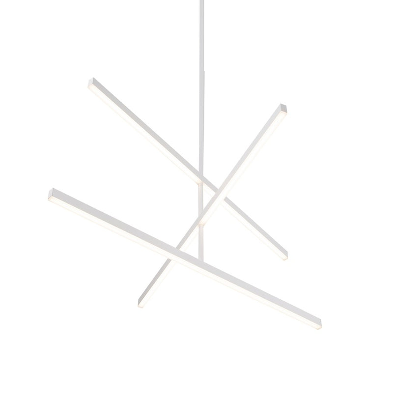 Kuzco Vega 45in 1-Light LED Chandelier | Modern White and White Acrylic Diffuser | Living Room & Dining Room | 45 x 0.75 x 16.5 in | Model CH10345-WH