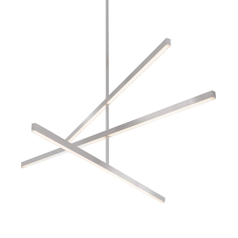 Kuzco Vega 56in LED Chandelier | Modern Brushed Nickel and White Acrylic Diffuser | Dining Room & Living Room | 56 x 0.75 x 16.5 in | Model CH10356-BN