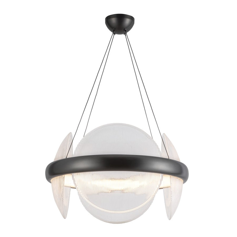 Kuzco Taurus 22" LED Chandelier, Bronze/Clear Ribbed Glass - CH13922-UBCR-UNV