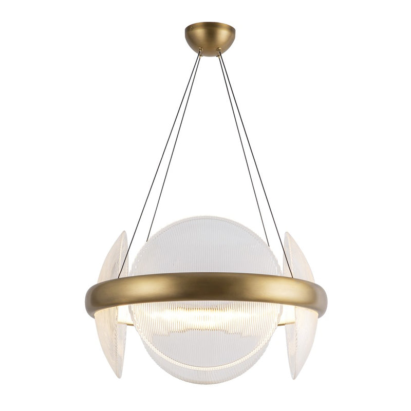 Kuzco Taurus 22" LED LED Chandelier, Brass/Clear Ribbed Glass - CH13922-VBCR-UNV
