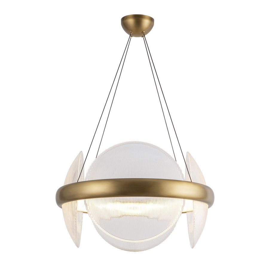 Kuzco Taurus 22" LED LED Chandelier, Brass/Clear Ribbed Glass - CH13922-VBCR-UNV