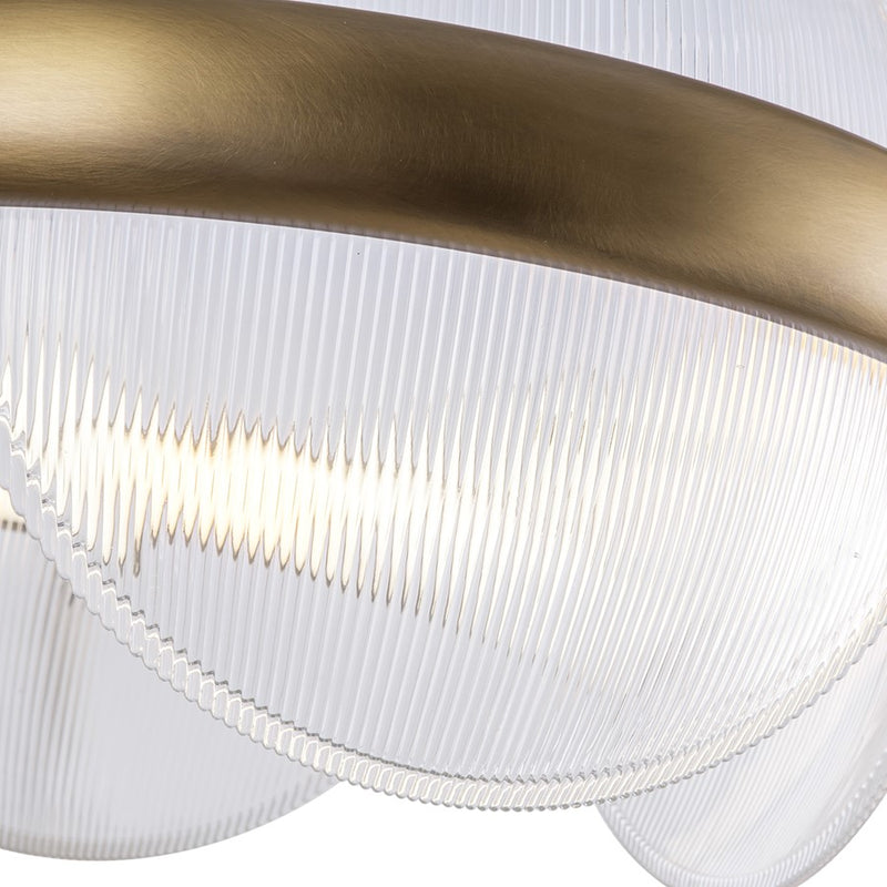Kuzco Taurus 22" LED LED Chandelier, Brass/Clear Ribbed Glass
