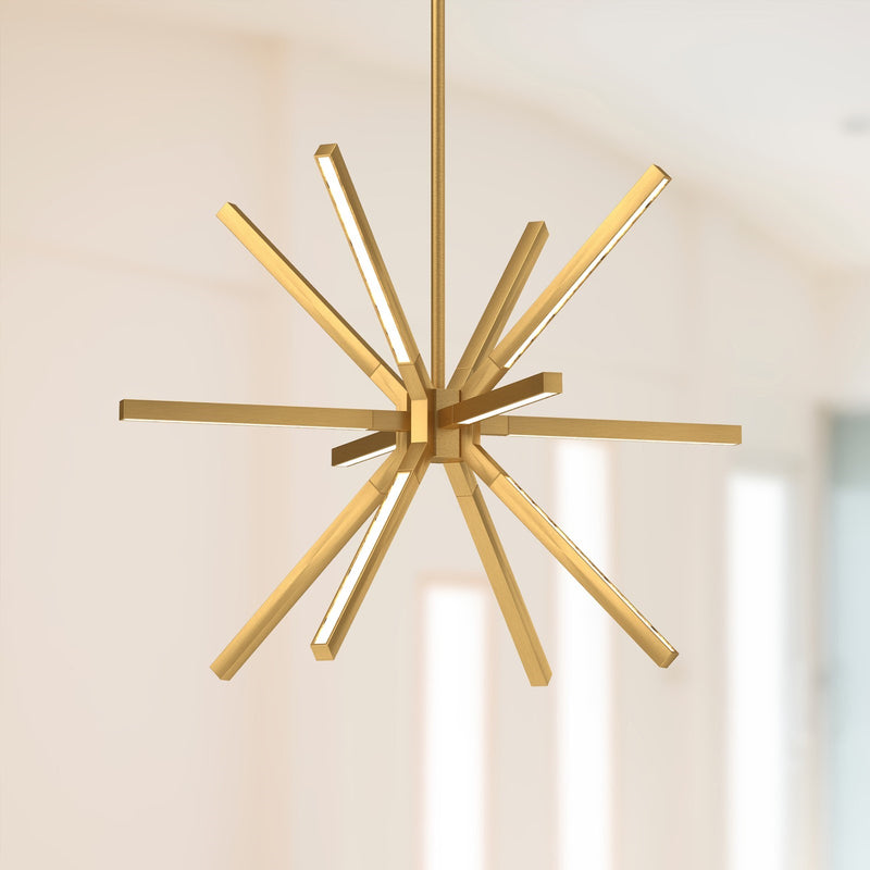 Kuzco Sirius Minor 20in LED Chandelier | Modern Brushed Gold and White Acrylic | Dining Room & Entryway | 20 x 20 x 15 in | Model CH14220-BG