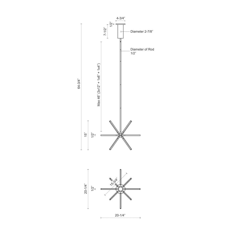 Kuzco Sirius Minor 20in LED Chandelier | Modern Brushed Gold and White Acrylic | Dining Room & Entryway | 20 x 20 x 15 in | Model CH14220-BG