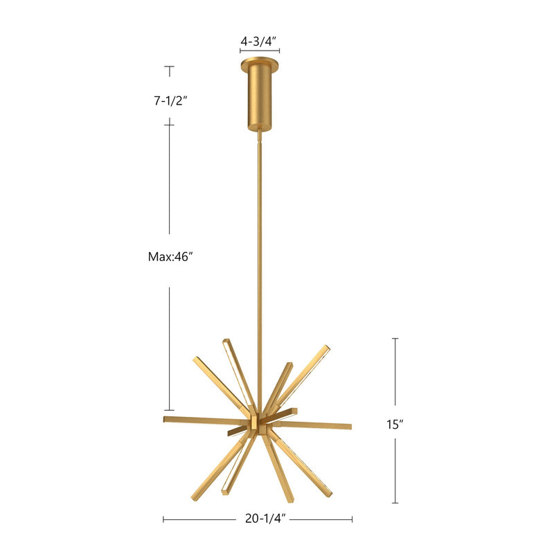 Kuzco Sirius Minor 20in LED Chandelier | Modern Brushed Gold and White Acrylic | Dining Room & Entryway | 20 x 20 x 15 in | Model CH14220-BG