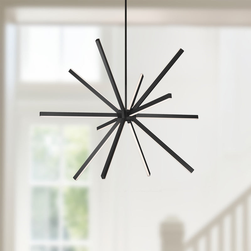Kuzco Sirius 56in 67-Light Chandelier | Contemporary Black and White Acrylic Diffuser | Dining Room & Living Room | 4820lm 3000K | Model CH14356-BK