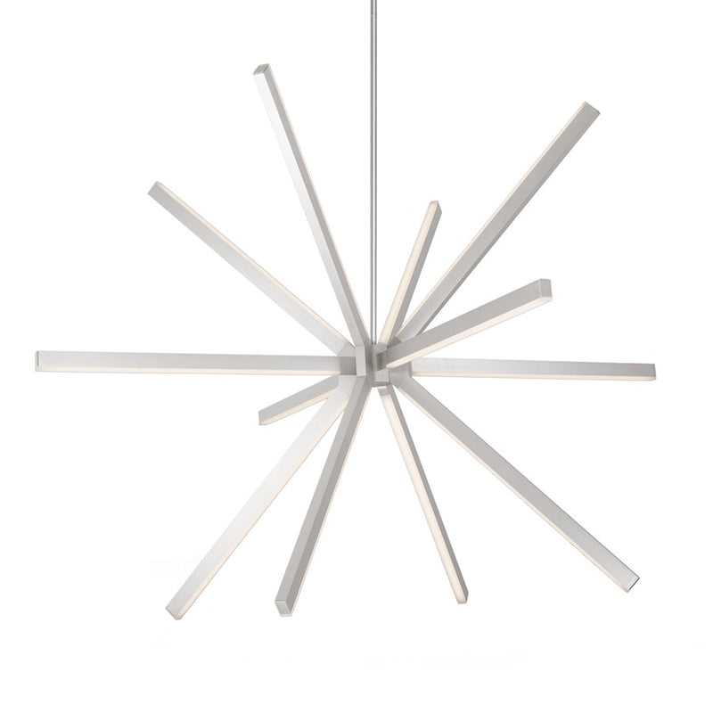 Kuzco Sirius 54in 1-Light LED Chandelier | Contemporary Brushed Nickel and White Acrylic Diffuser | Dining Room & Living Room | Model CH14356-BN