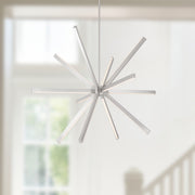 Kuzco Sirius 54in 1-Light LED Chandelier | Contemporary Brushed Nickel and White Acrylic Diffuser | Dining Room & Living Room | Model CH14356-BN