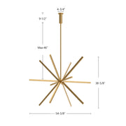 Kuzco Sirius 54in 1-Light LED Chandelier | Contemporary Brushed Nickel and White Acrylic Diffuser | Dining Room & Living Room | Model CH14356-BN