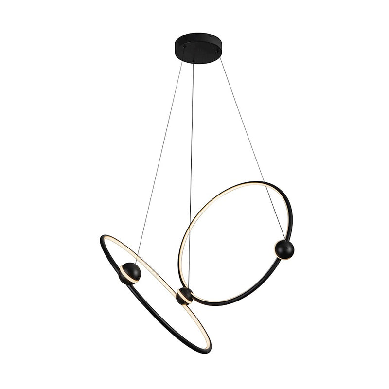 Kuzco Isho 2-Head LED Chandelier | Modern Black Aluminum and White Silicone | Foyer, Living Room & Dining Room | 2850lm 3000K | Model CH17702-BK