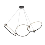 Kuzco Isho 30in 3-Ring LED Chandelier | Modern Black Aluminum and White Silicone | Dining Room & Foyer | 30.5 x 30.5 x 23.25 in | Model CH17703-BK