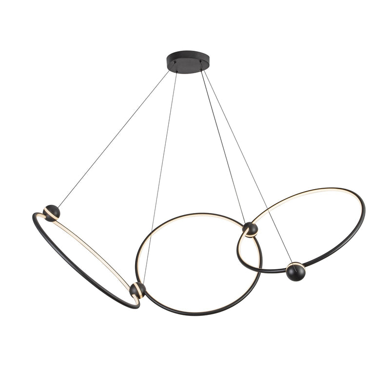 Kuzco Isho 30in 3-Ring LED Chandelier | Modern Black Aluminum and White Silicone | Dining Room & Foyer | 30.5 x 30.5 x 23.25 in | Model CH17703-BK
