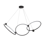 Kuzco Isho 30in 3-Ring LED Chandelier | Modern Black Aluminum and White Silicone | Dining Room & Foyer | 30.5 x 30.5 x 23.25 in | Model CH17703-BK