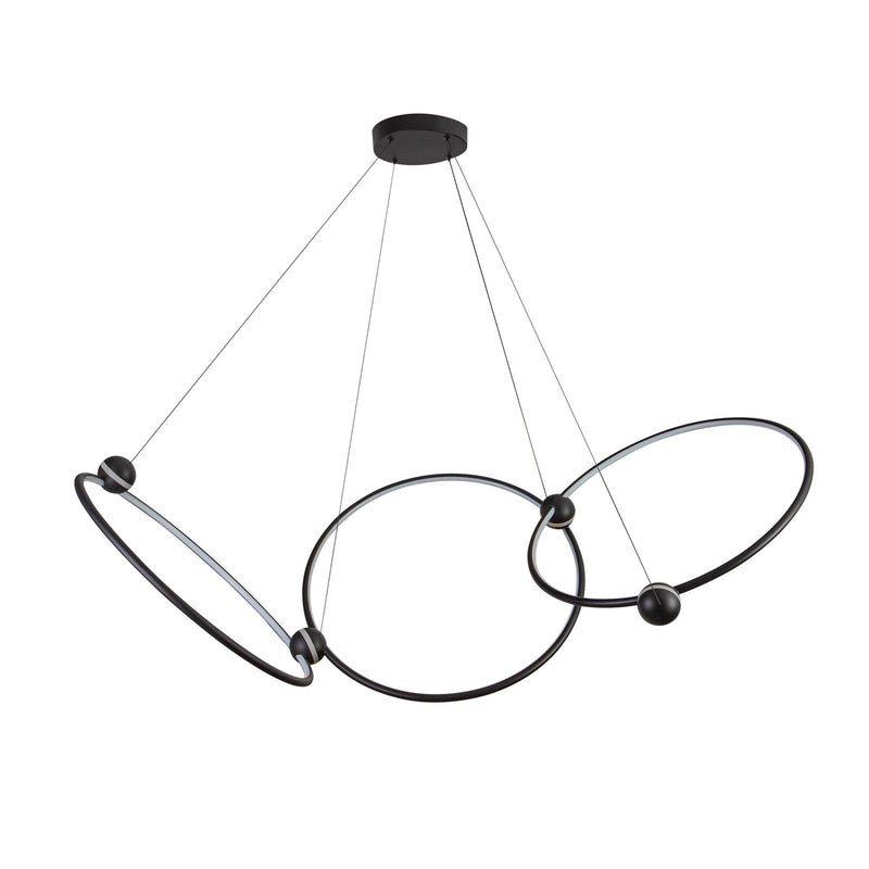 Kuzco Isho 30in 3-Ring LED Chandelier | Modern Black Aluminum and White Silicone | Dining Room & Foyer | 30.5 x 30.5 x 23.25 in | Model CH17703-BK