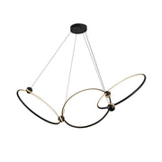 Kuzco Isho 30in 3-Ring LED Chandelier | Modern Black Aluminum and White Silicone | Dining Room & Foyer | 30.5 x 30.5 x 23.25 in | Model CH17703-BK