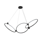 Kuzco Isho 30in 3-Ring LED Chandelier | Modern Black Aluminum and White Silicone | Dining Room & Foyer | 30.5 x 30.5 x 23.25 in | Model CH17703-BK