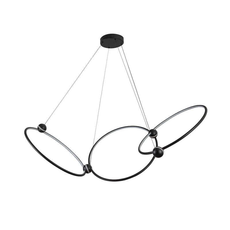 Kuzco Isho 30in 3-Ring LED Chandelier | Modern Black Aluminum and White Silicone | Dining Room & Foyer | 30.5 x 30.5 x 23.25 in | Model CH17703-BK