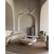 Kuzco Isho 30in 3-Ring LED Chandelier | Modern Black Aluminum and White Silicone | Dining Room & Foyer | 30.5 x 30.5 x 23.25 in | Model CH17703-BK