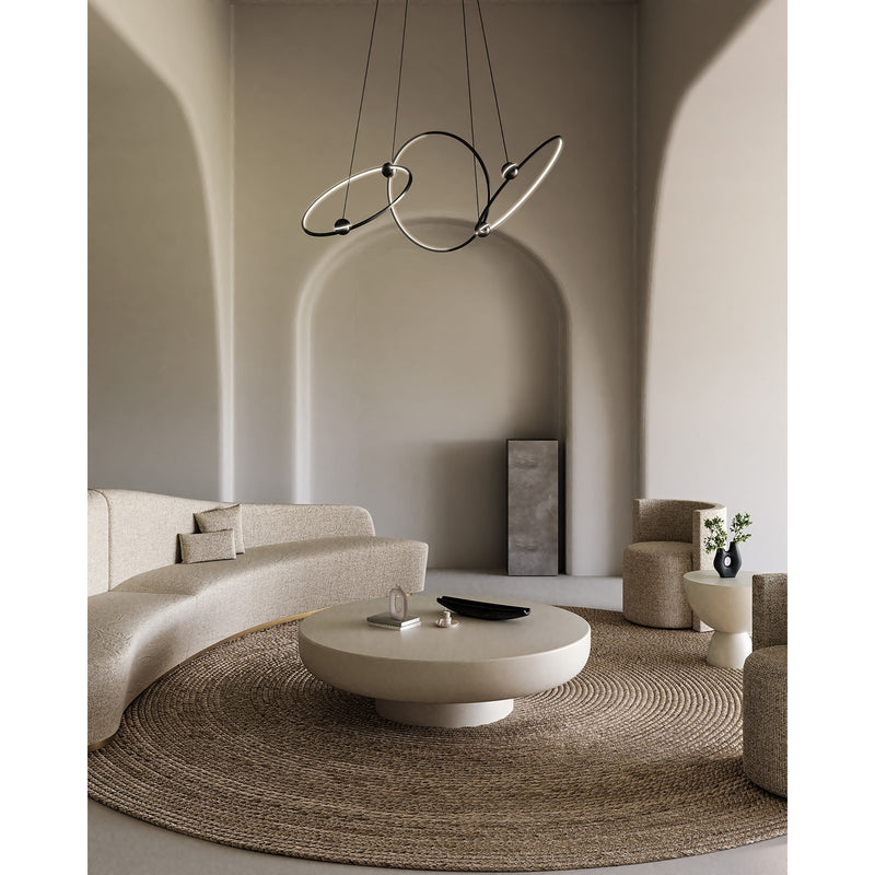 Kuzco Isho 30in 3-Ring LED Chandelier | Modern Black Aluminum and White Silicone | Dining Room & Foyer | 30.5 x 30.5 x 23.25 in | Model CH17703-BK