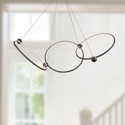 Kuzco Isho 30in 3-Ring LED Chandelier | Modern Black Aluminum and White Silicone | Dining Room & Foyer | 30.5 x 30.5 x 23.25 in | Model CH17703-BK