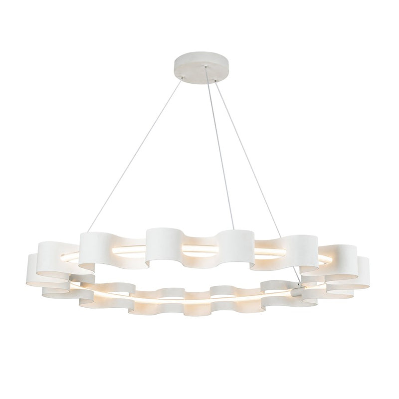 Kuzco Nami 33in LED Chandelier | Antique White Steel and Frosted Acrylic | Dining Room & Living Room | 33 x 33 x 3 in | Model CH18035-AW