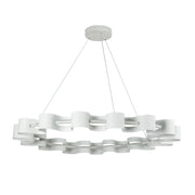 Kuzco Nami 33in LED Chandelier | Antique White Steel and Frosted Acrylic | Dining Room & Living Room | 33 x 33 x 3 in | Model CH18035-AW