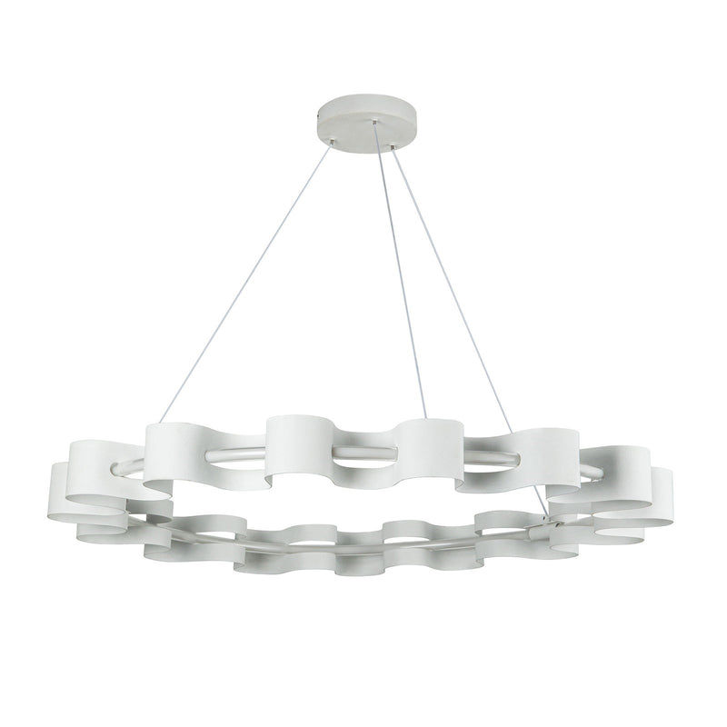 Kuzco Nami 33in LED Chandelier | Antique White Steel and Frosted Acrylic | Dining Room & Living Room | 33 x 33 x 3 in | Model CH18035-AW