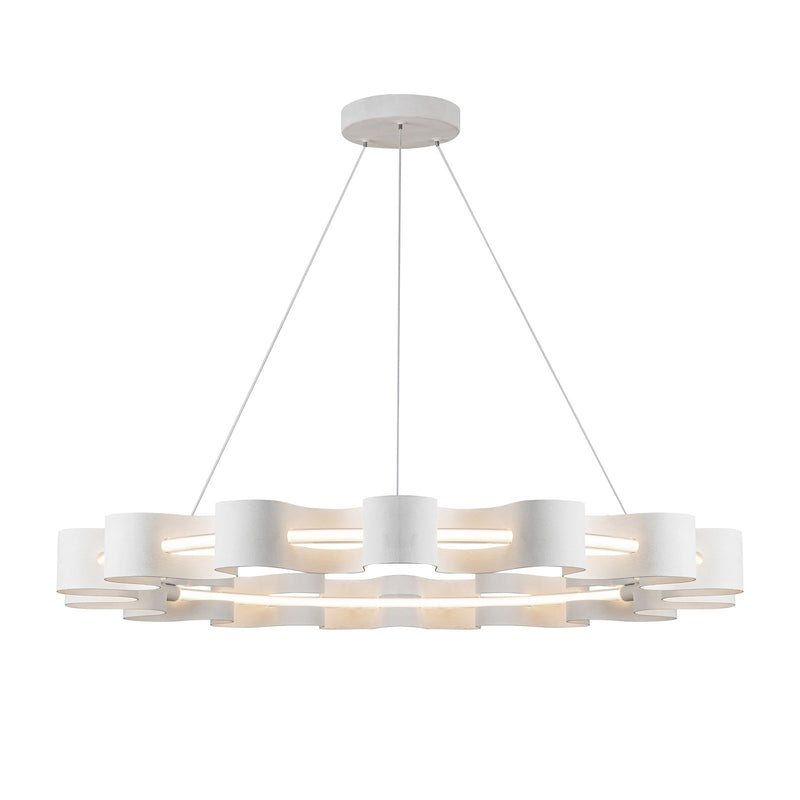Kuzco Nami 33in LED Chandelier | Antique White Steel and Frosted Acrylic | Dining Room & Living Room | 33 x 33 x 3 in | Model CH18035-AW