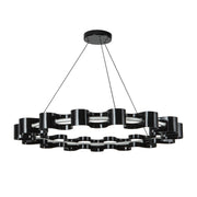 Kuzco Nami 33in LED Chandelier | Modern Gloss Black Steel and Frosted Acrylic | Dining Room & Living Room | 2160lm 3000K 90CRI | Model CH18035-GBK