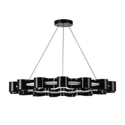 Kuzco Nami 33in LED Chandelier | Modern Gloss Black Steel and Frosted Acrylic | Dining Room & Living Room | 2160lm 3000K 90CRI | Model CH18035-GBK