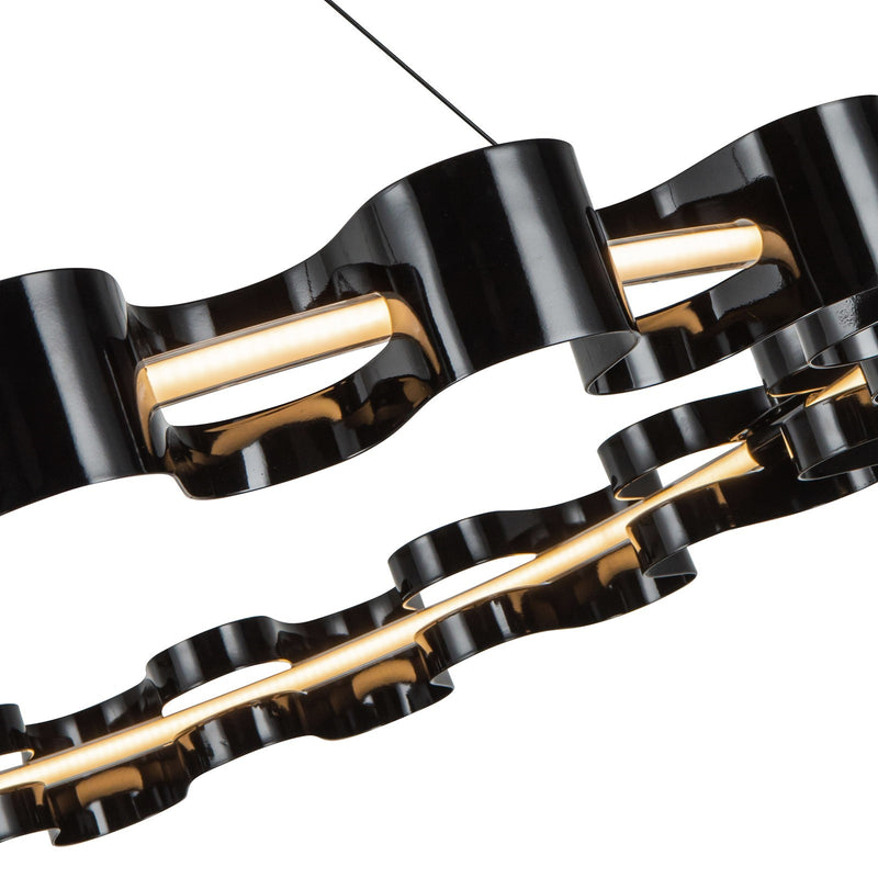 Kuzco Nami 33in LED Chandelier | Modern Gloss Black Steel and Frosted Acrylic | Dining Room & Living Room | 2160lm 3000K 90CRI | Model CH18035-GBK