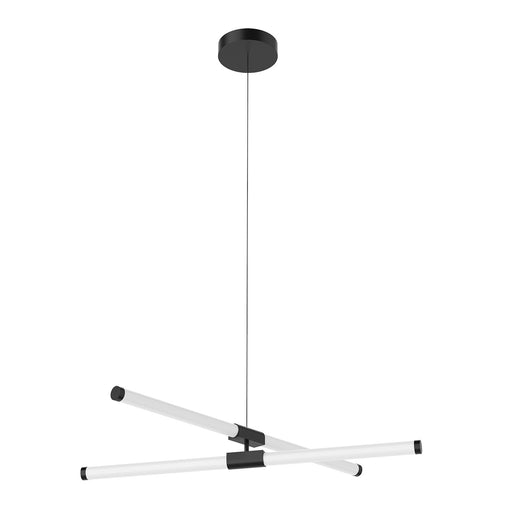Kuzco Akari 37in 48W LED Chandelier | Modern Black and Frosted Acrylic Diffuser | Living Room & Dining Room | 3825lm 3000K 90CRI | Model CH18537-BK