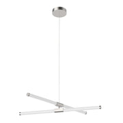 Kuzco Akari 35in 48W LED Chandelier | Modern Brushed Nickel and Frosted Acrylic | Dining Room & Living Room Linear Light | 3825lm | Model CH18537-BN