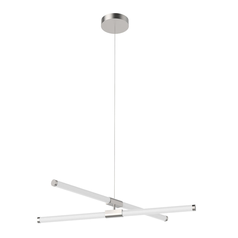 Kuzco Akari 35in 48W LED Chandelier | Modern Brushed Nickel and Frosted Acrylic | Dining Room & Living Room Linear Light | 3825lm | Model CH18537-BN