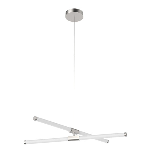 Kuzco Akari 35in 48W LED Chandelier | Modern Brushed Nickel and Frosted Acrylic | Dining Room & Living Room Linear Light | 3825lm | Model CH18537-BN