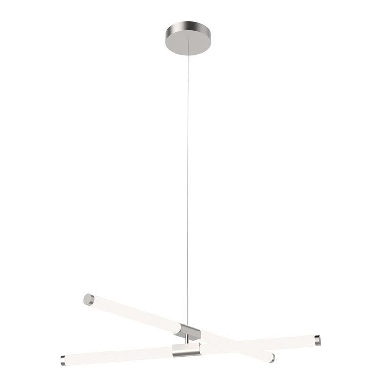 Kuzco Akari 35in 48W LED Chandelier | Modern Brushed Nickel and Frosted Acrylic | Dining Room & Living Room Linear Light | 3825lm | Model CH18537-BN